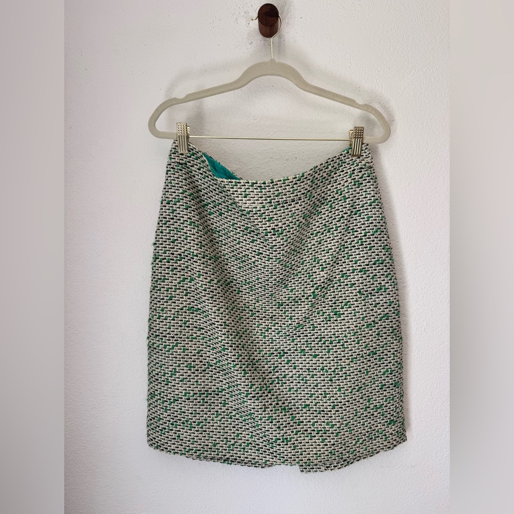 Kate Spade Textured Green and Cream Pencil Skirt